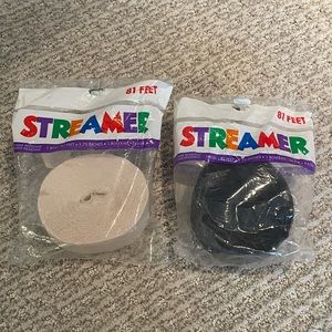 New in Package 81’ White Crepe Streamer & 81’ of Black Crepe Streamer